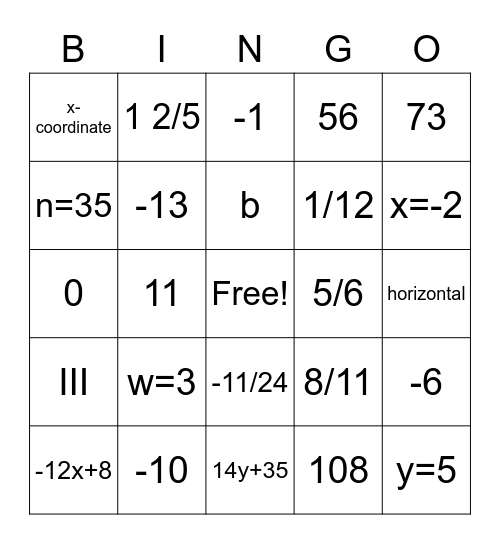 Focus Forward BINGO Card
