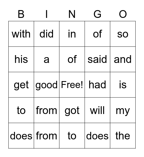 15 Bingo Card