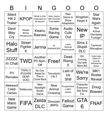 Summer Games Showcases 2023 Bingo Card