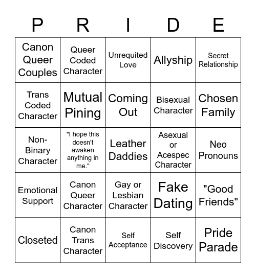 dpxdc Pride Bingo Card