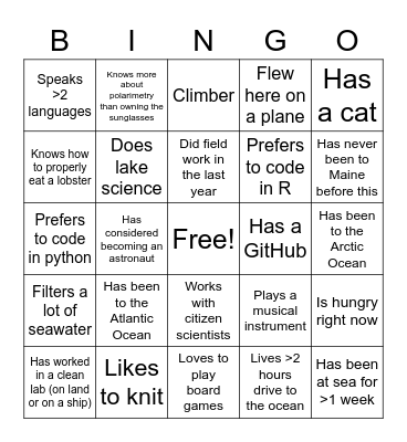 Human Bingo: Find someone who... Bingo Card