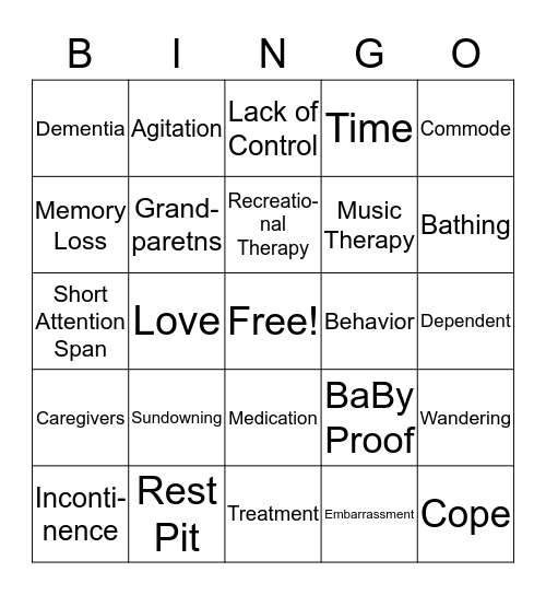 Dementia: Seniors Loves Seniors Bingo Card