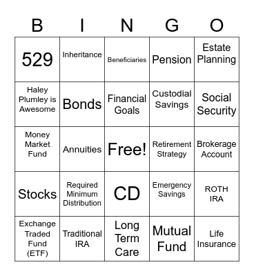 Financial Foundations Bingo Card