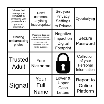 Online Security Bingo Card