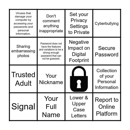 Online Security Bingo Card