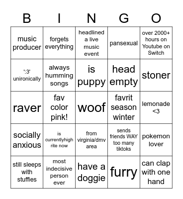 puppy bingo Card