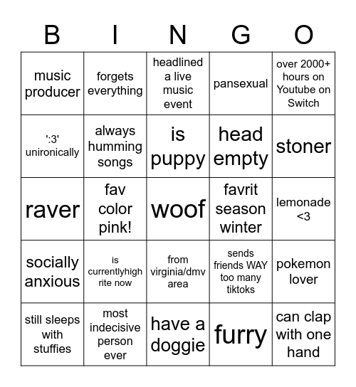 puppy bingo Card