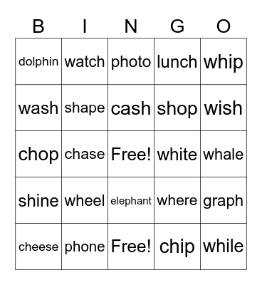 Phonics Review Bingo Card