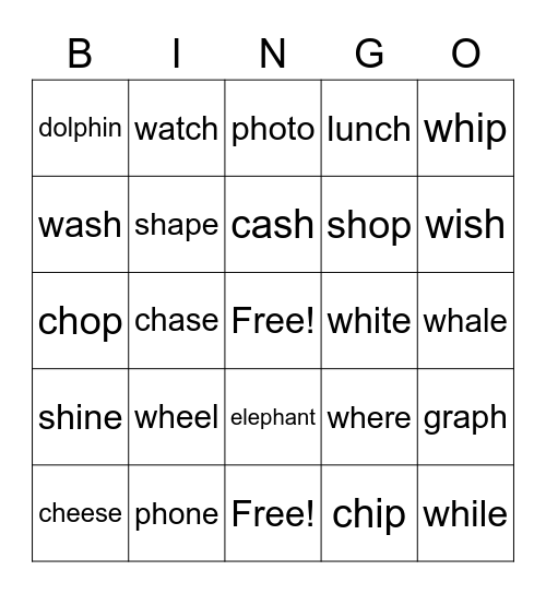 Phonics Review Bingo Card