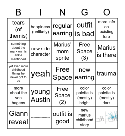 Marius’ 3rd B-day Bingo Card