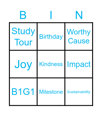 B1G1's Birthday Bingo Card
