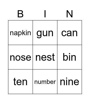 Nn Bingo Card