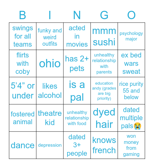 Dakota :( Bingo Card