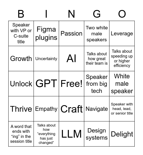 CONFIG 2023 Bingo Card