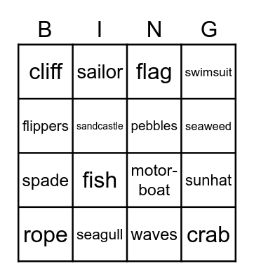 The seaside Bingo Card