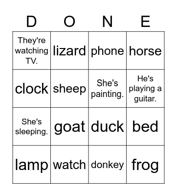 Vocabulary Review Bingo! Bingo Card