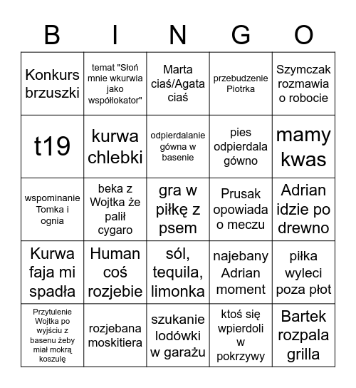 Kleszczewskie bingo Card