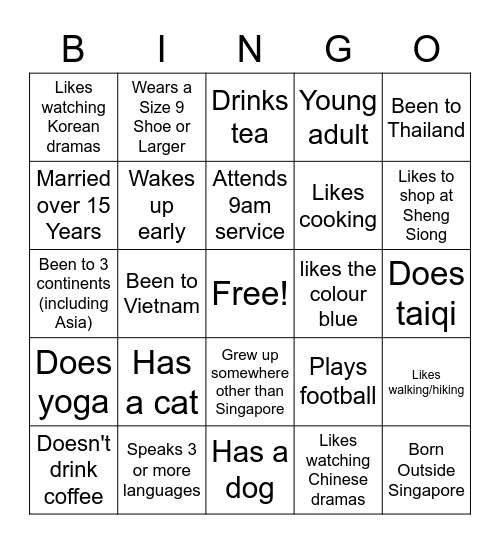 Get to Know Participants Bingo! Bingo Card