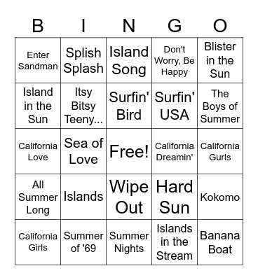 Life's a Beach Bingo Card