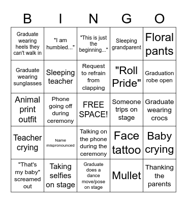 Graduation BINGO Card