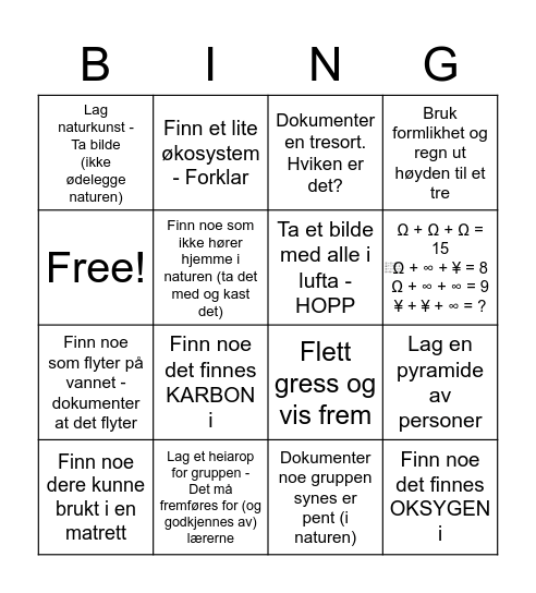 Naturstibingo Card