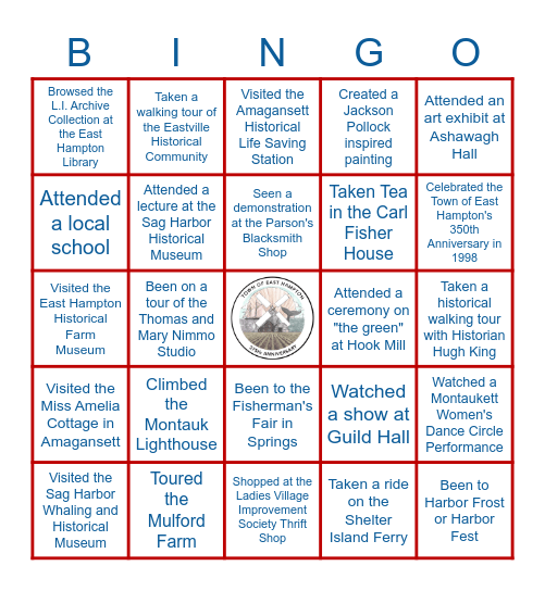 375th Anniversary "Have you ever..." Bingo Card