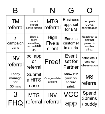 BANKING Bingo Card