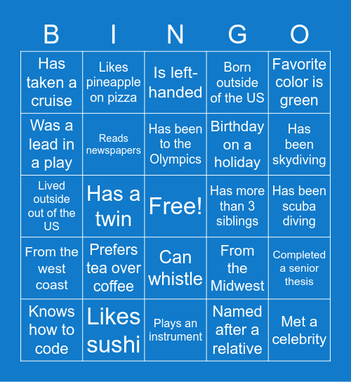 Bingo Social Bingo Card