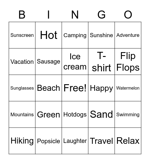 Summer Vibes Schwingo Bingo Card