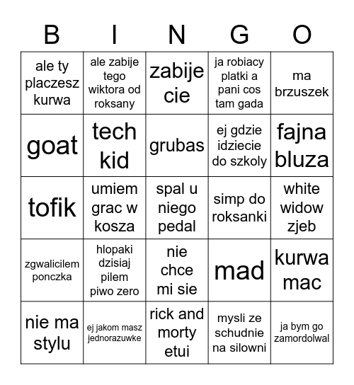 kebab bingo Card