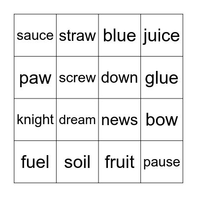 Vowel Team Bingo Card