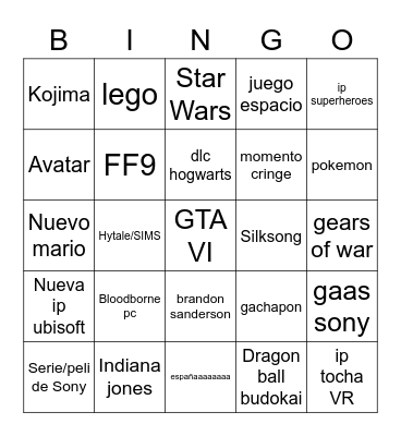 E3 Bingo Card