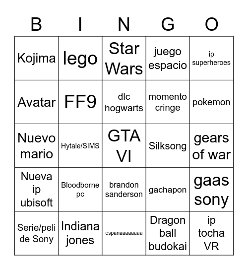 E3 Bingo Card