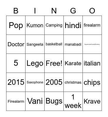 Untitled Bingo Card