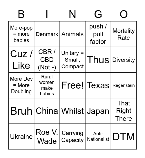 Random 1 Bingo Card