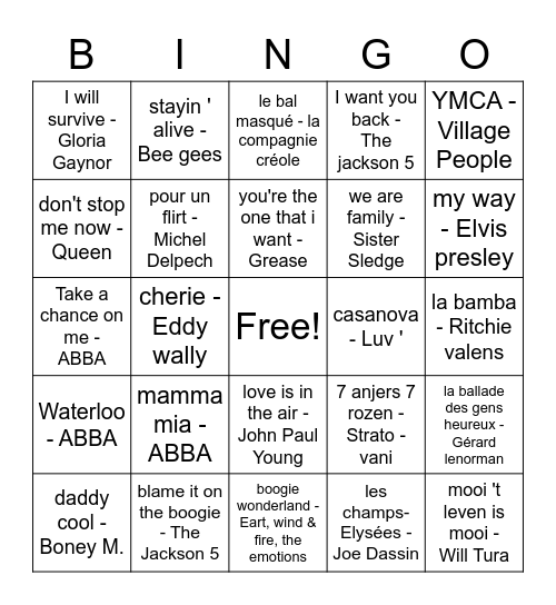 muziek bingo Card