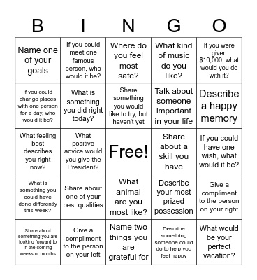 Social Bingo Card