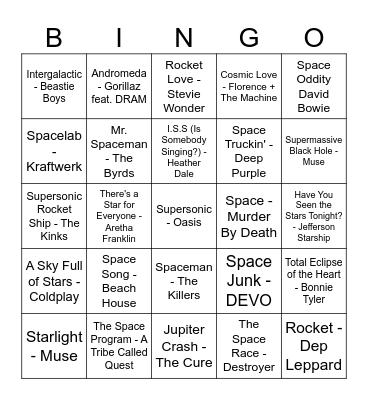 Space Oddity Bingo Card