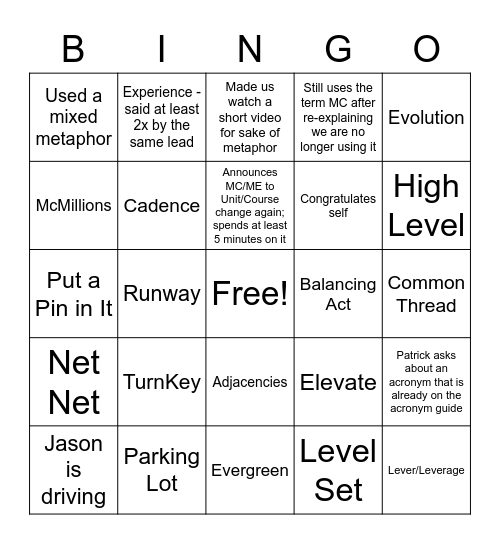 Summer All-Hands Bingo Card