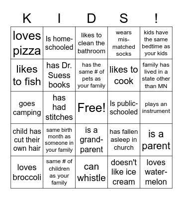 Family Bible Adventure Bingo Card