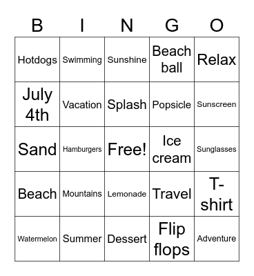 Summer Vibes Schwingo Bingo Card