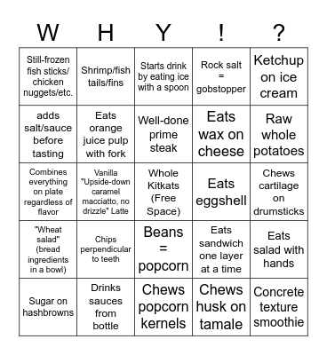 Food Crime Bingo Card