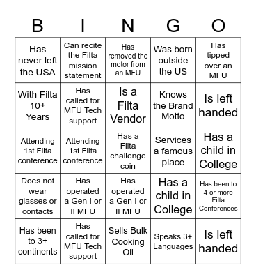 Filta Bingo Card