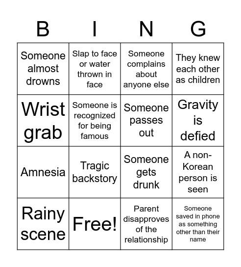 K DRAMA BINGO Card