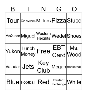 Student Exchange Bingo Card