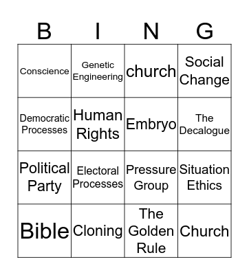 Keyword Bingo Card