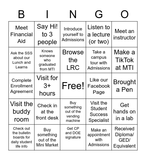 Bring-A-Buddy Bingo Card