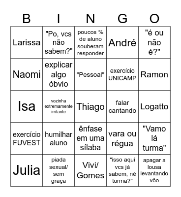 Bingo do Roberto Bingo Card