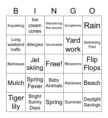 Spring and Summer (2) Bingo Card