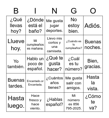 Saludos 2023 Bingo Card